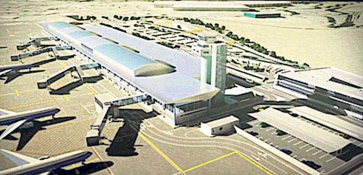 Recreación virtual de la nueva terminal del aeropuerto de Vigo una vez concluida la ampliación.