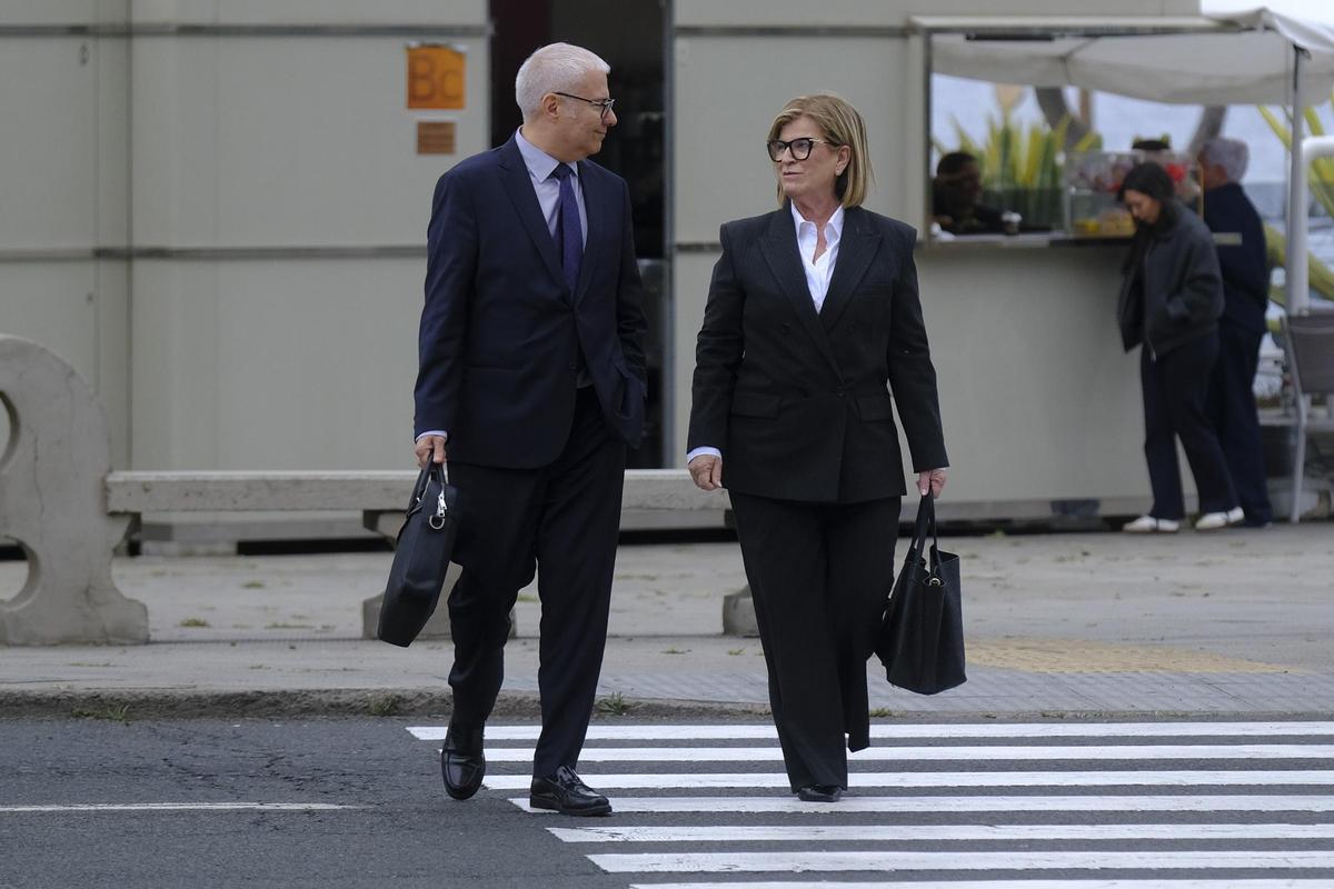 La exconcejala Inmaculada Medina junto a su abogado, José Ángel Cruz, a su entrada la Ciudad de la Justicia.