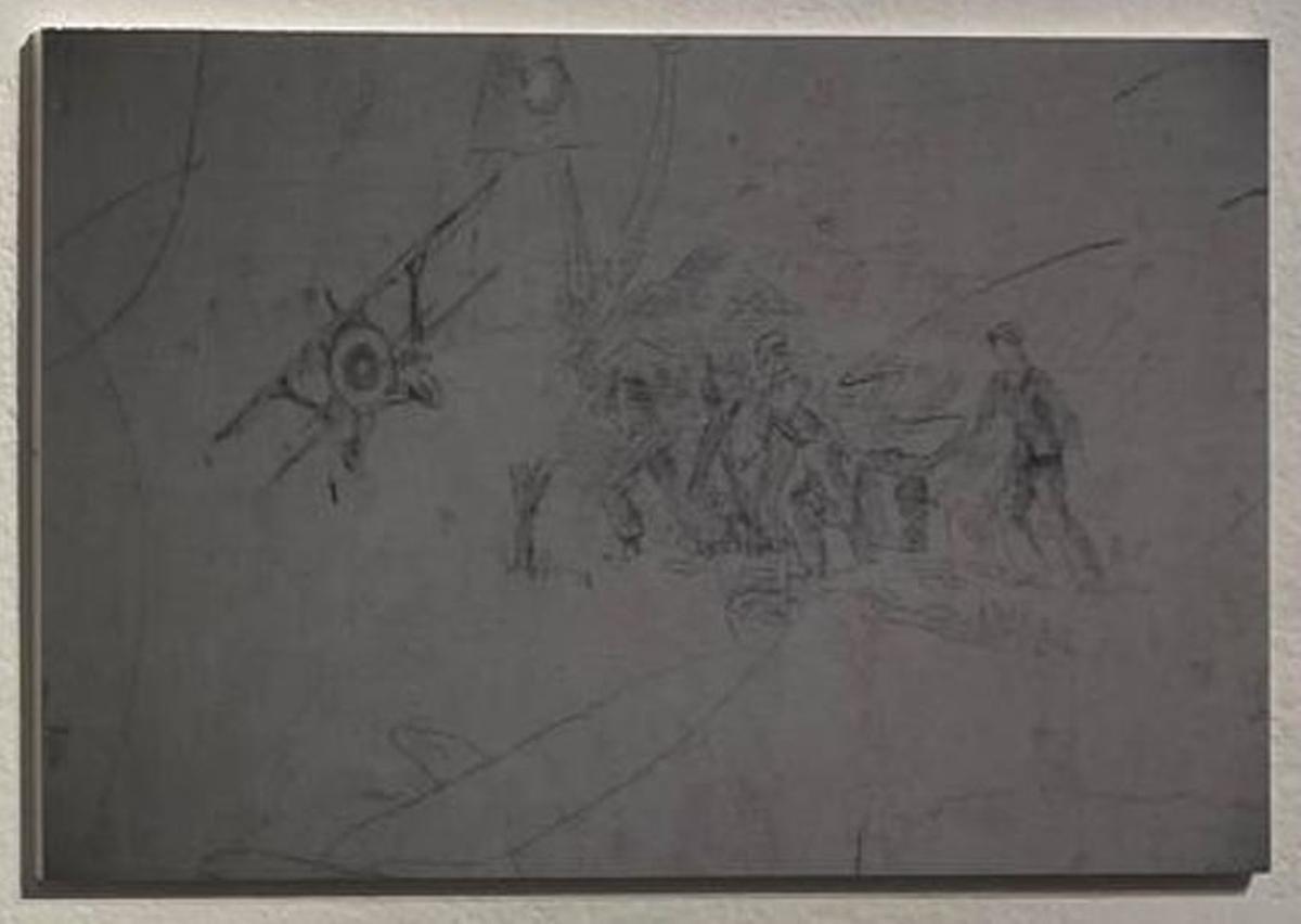 Uno de los grafitis en las paredes del Monasterio de Santa María la Real de Oia.