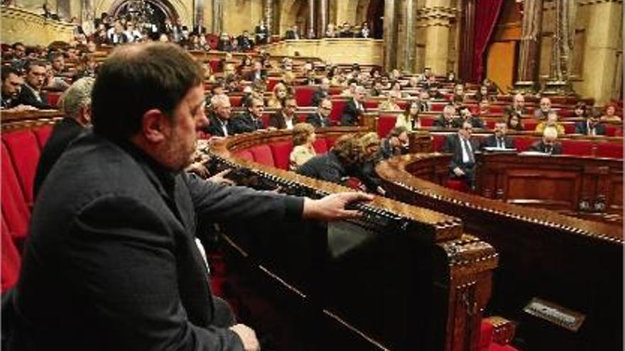 Els diputats durant la sessió d&#039;ahir al Parlament.