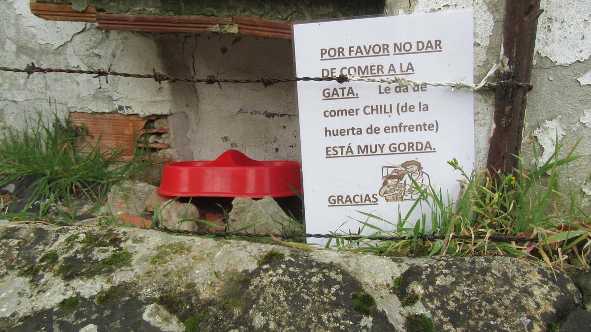 Uno de los curiosos carteles en Cangas de Onís.