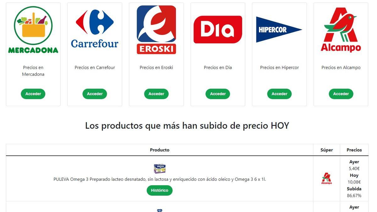 Nueva web del "súper" de Facua donde poder comparar precios.