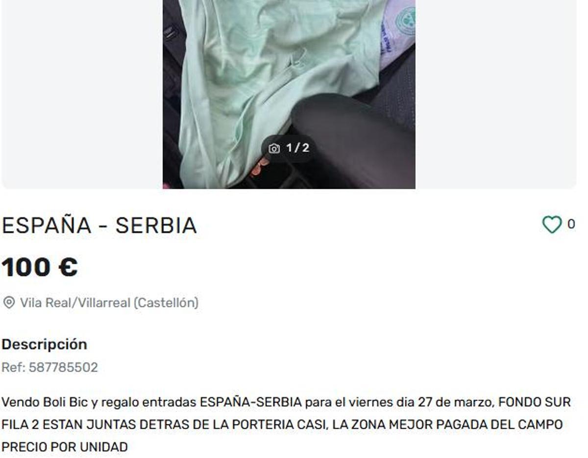 Captura de una de las ofertas.