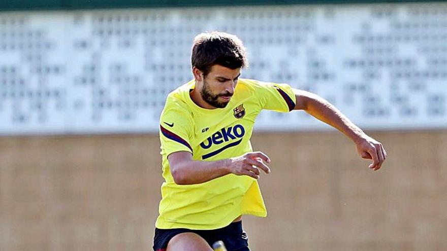 Gerard Piqué, en un exercici.