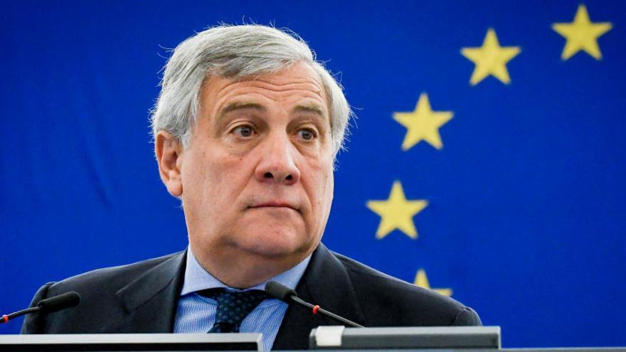 El president del Parlament Europeu, Antonio Tajani, durant una sessió plenària