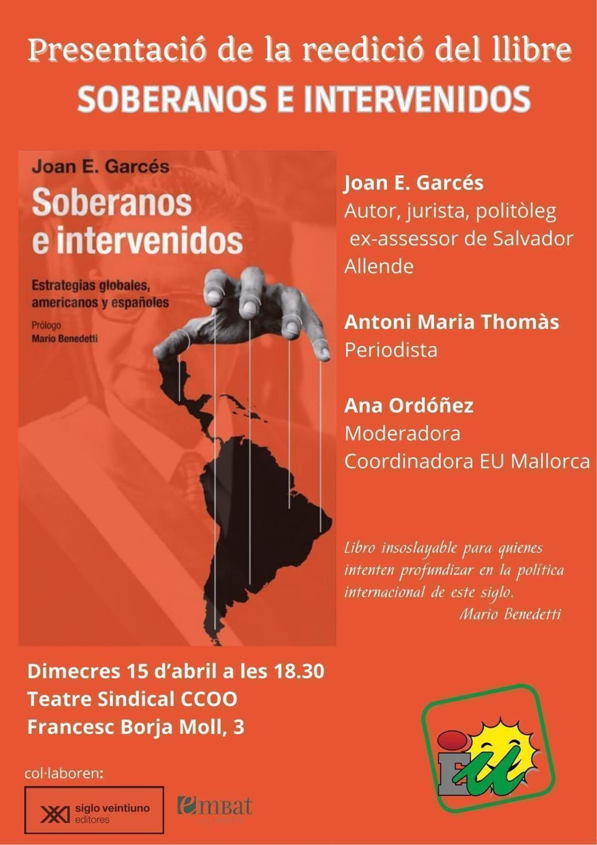 Cartel de la presentación del libro.