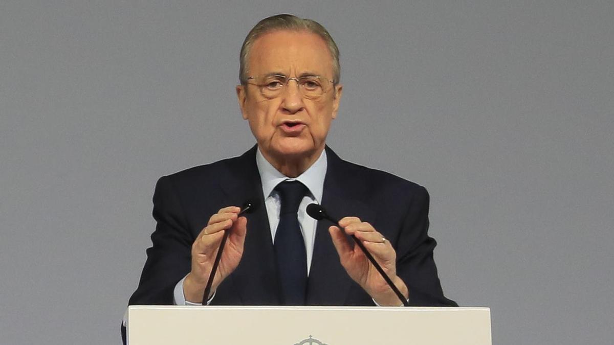 Florentino Pérez, durante la Asamblea de socios del Real Madrid.