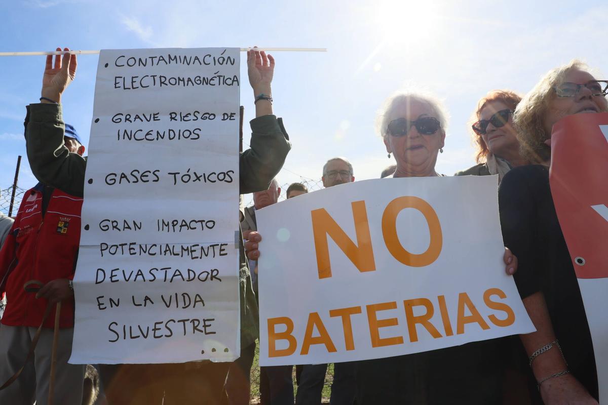 Una manifestación contra un parque de baterías.