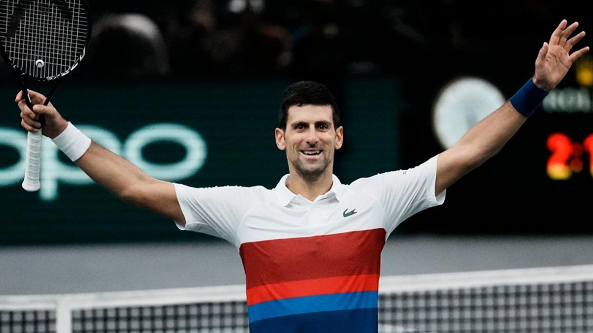 El tenista Novak Djokovic tras lograr la victoria ande Medvedev