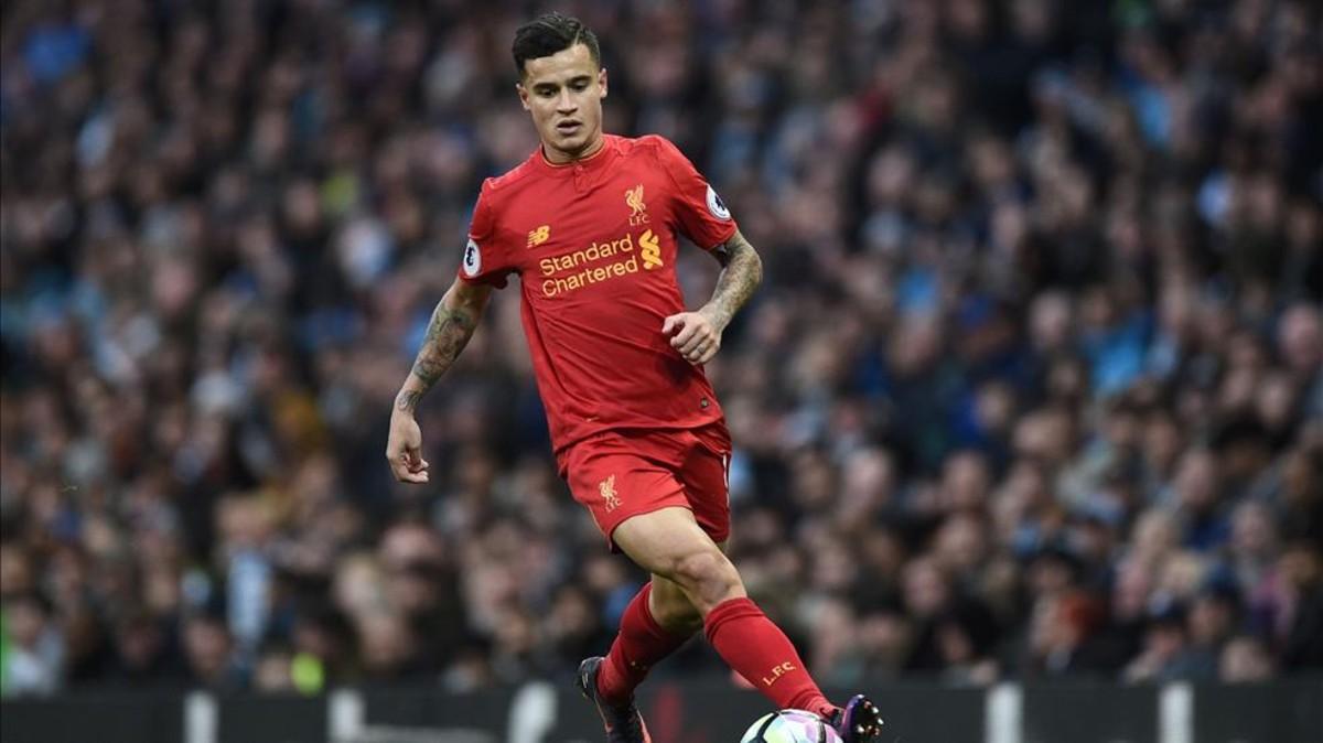 Coutinho, en un partido con el Liverpool