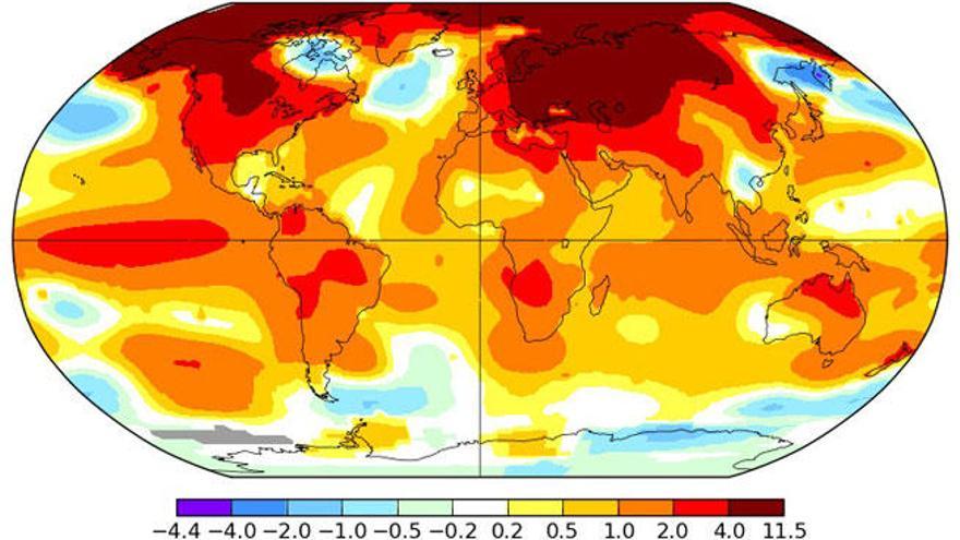 Variación de temperatura respecto a la media de 1951-1980.