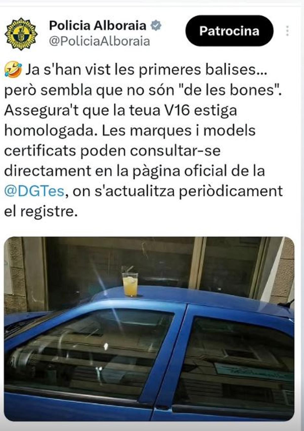 Historia en el Instagram de la Policía Local de Alboraia.