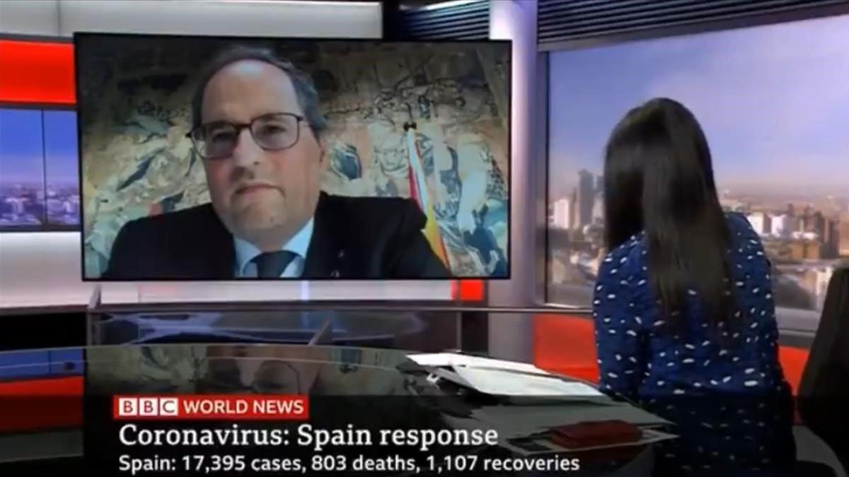 Quim Torra entrevistado en la BBC por el coronavirus