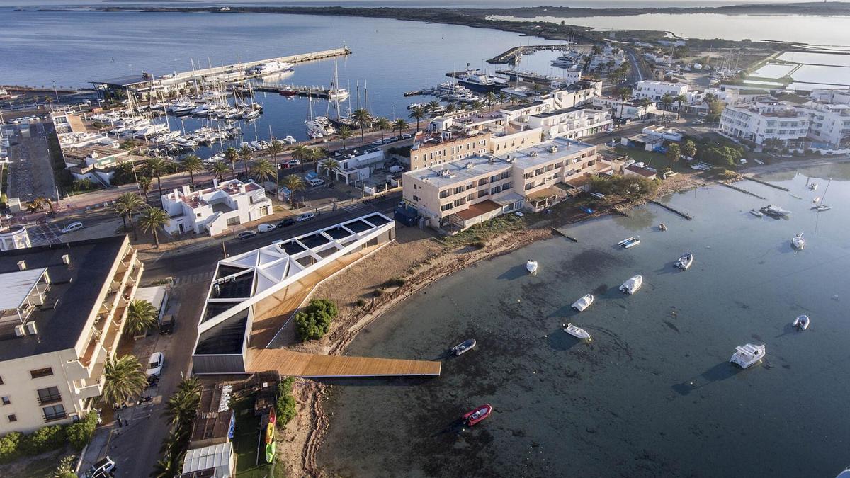 Vista aérea del Club d’Esports Nàutics de Formentera, en la Savina