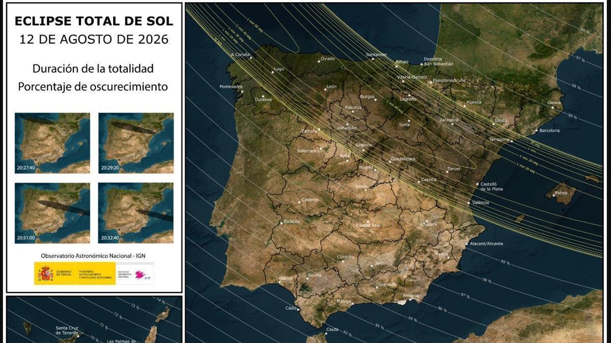 Franja donde mejor será el eclipse solar del 12 de agosto.
