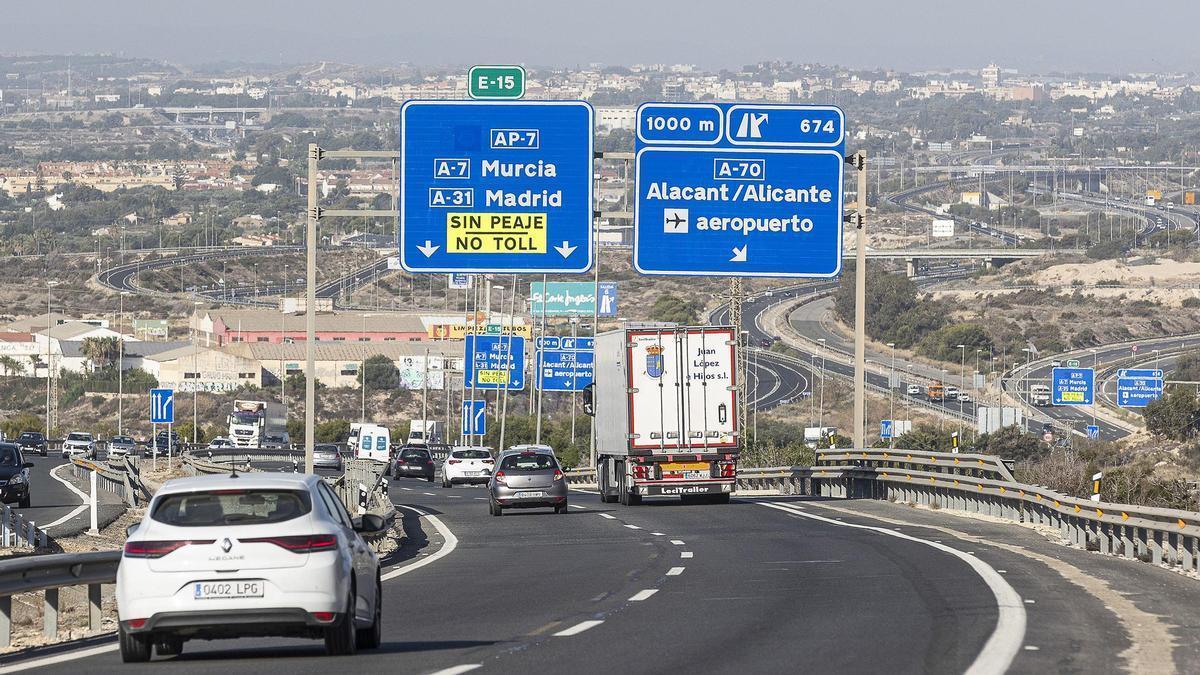 Tramo de la AP-7 en Alicante que ha quedado liberado de peaje