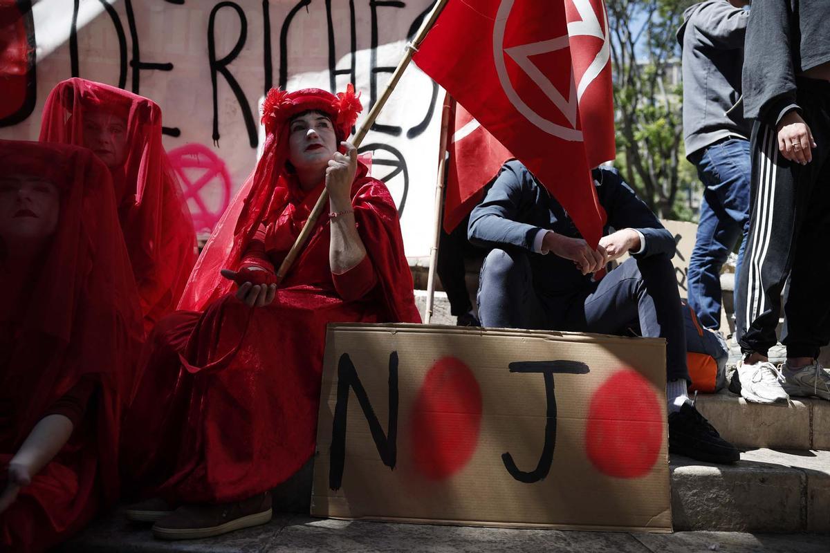 Manifestación contra los Juegos Olímpicos de París en apoyo de Palestina en medio del conflicto entre Israel y Hamas