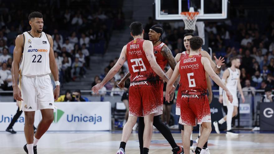 Jugadors del Baxi celebren el triomf mentre Tavares marxa cap al vestidor