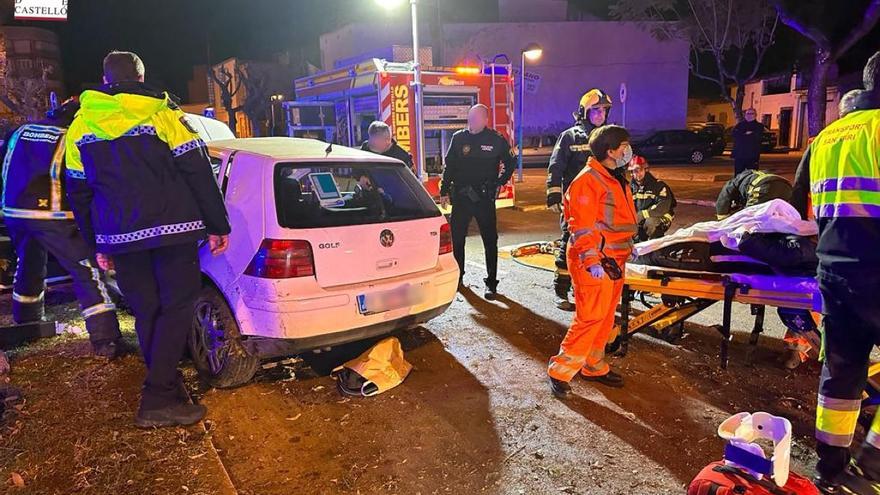 Incendio y accidente de tráfico en Castellón de madrugada