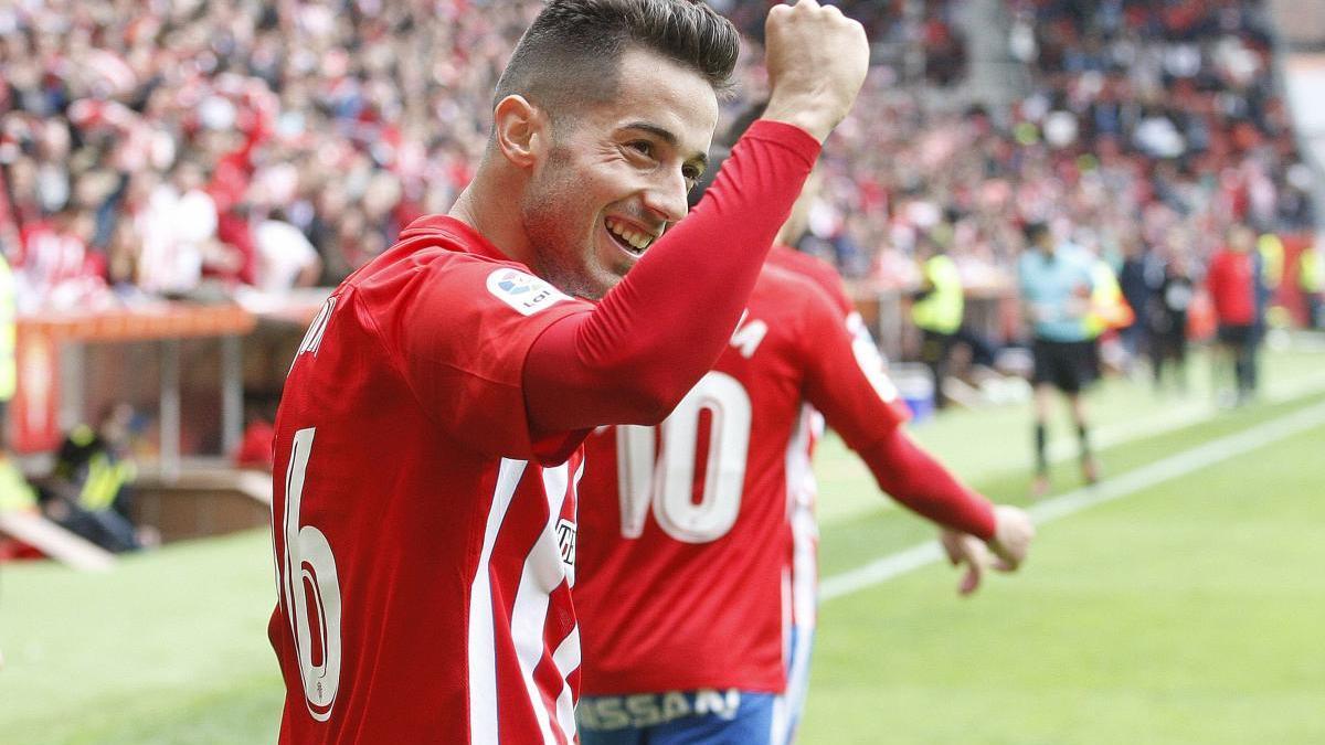 Jony celebra un gol en su etapa en el Sporting.