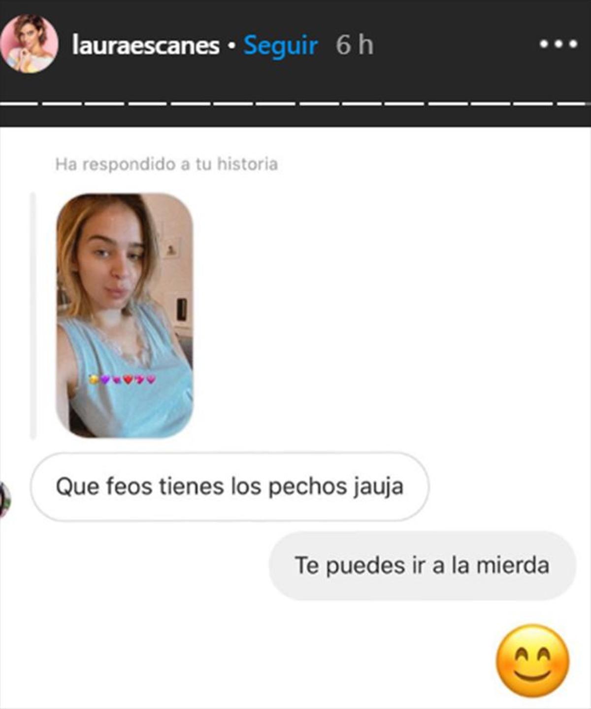 Laura Escanes contestando a un hater