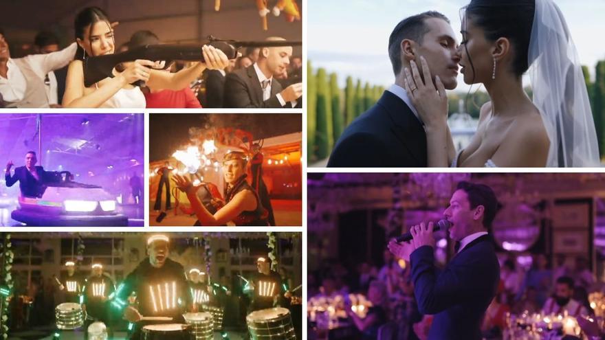 El vídeo de la espectacular boda de Denis Suárez: casetas de tiro, Il Divo y Iago Aspas en los coches de choque