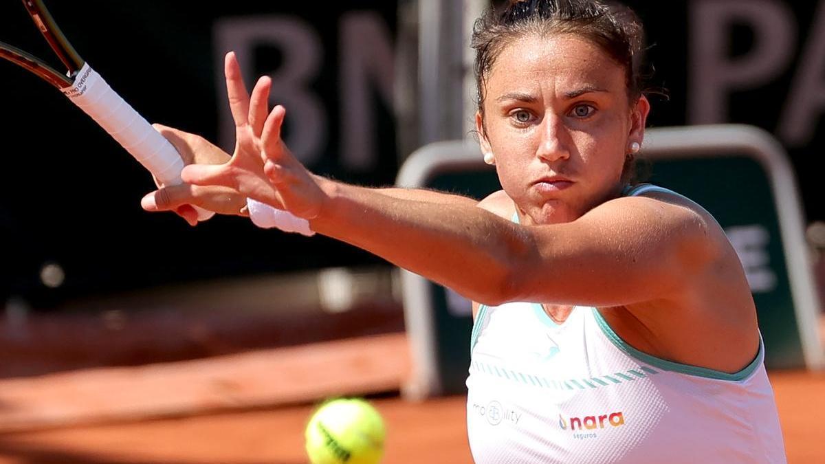 Sara Sorribes, en su partido de segunda ronda de Roland Garros