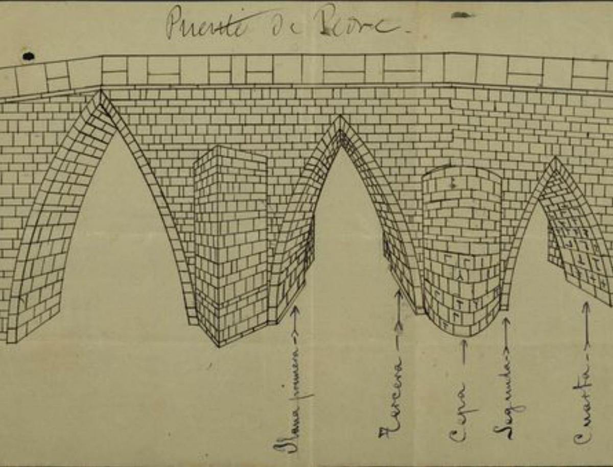 Lámina 1-Alzado da cara norte da ponte de Pedre.