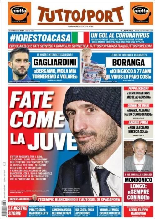 Portada TUTTOSPORT lunes 30 marzo 2020