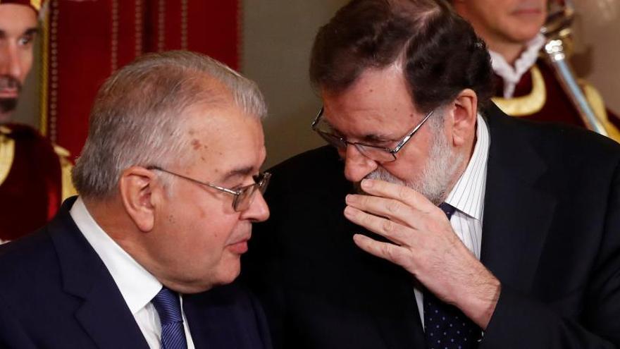 Rajoy amb el president del Tribunal Suprem, avui.