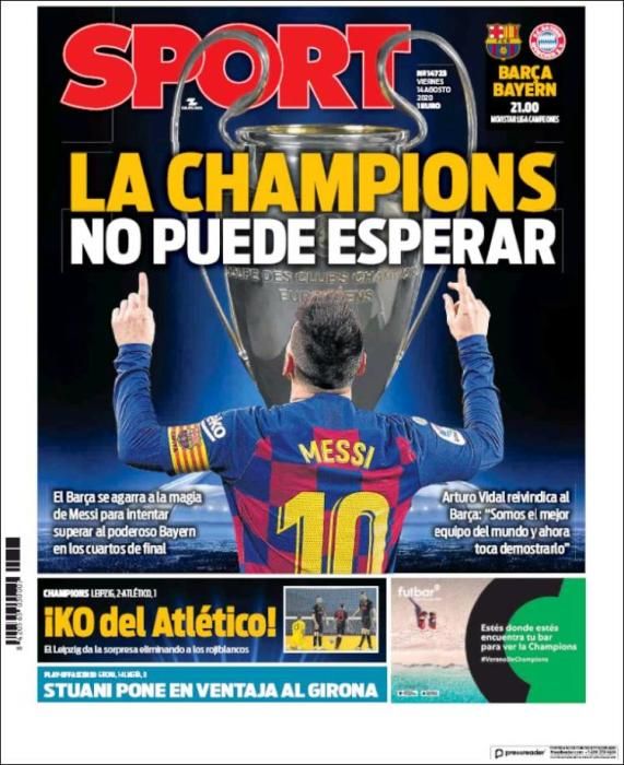 Portada SPORT viernes 14 agosto 2020