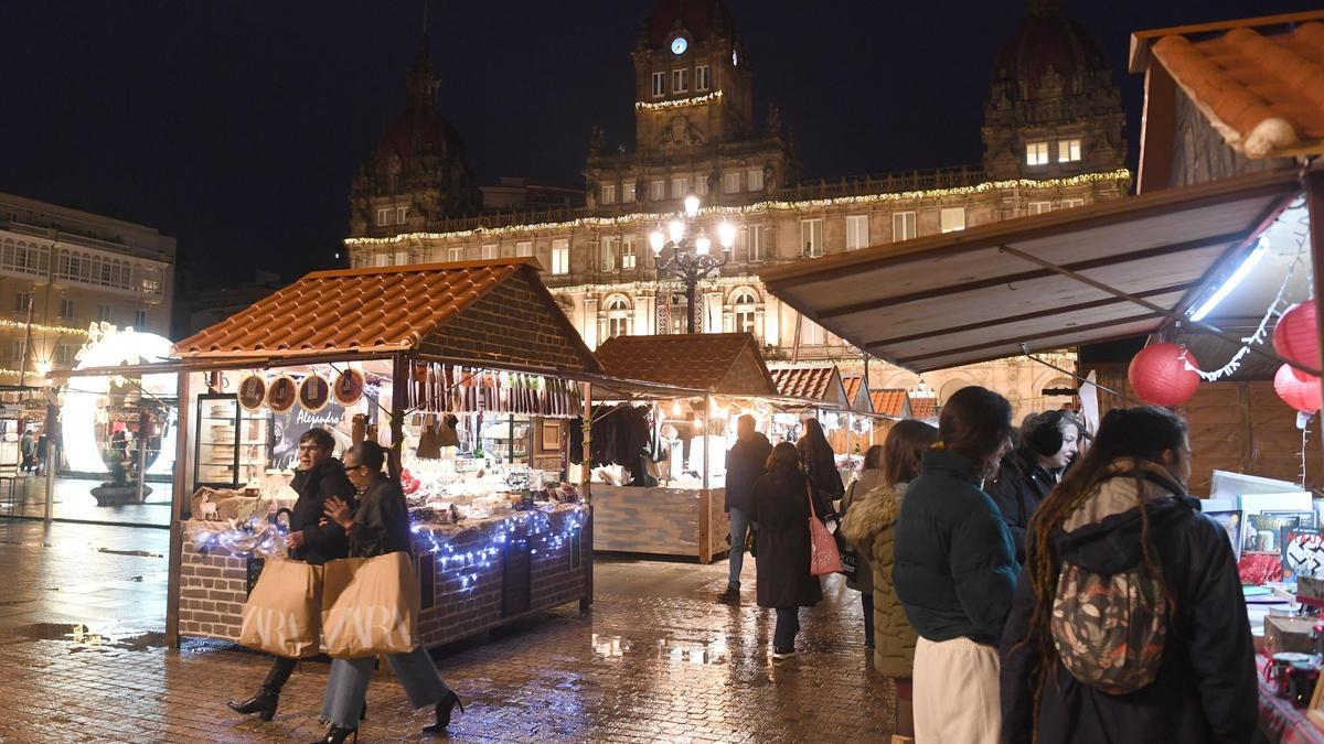 Casetas del mercado de Navidad de María Pita