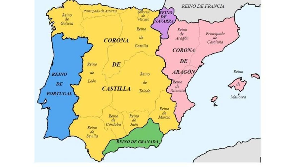 Mapa de España en el siglo XVIII.