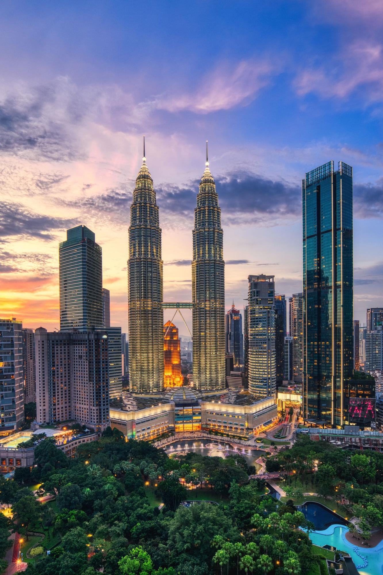 El paisaje de Kuala Lumpur al atardecer