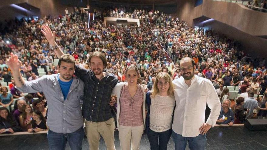 El líder de Podemos durante un acto ayer en Vigo.