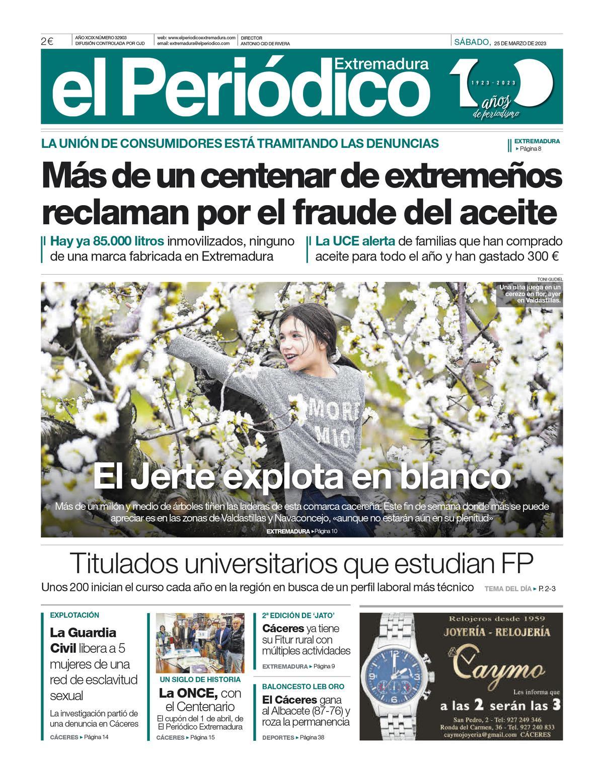 Consulta la portada correspondiente al día 25 de marzo de 2023