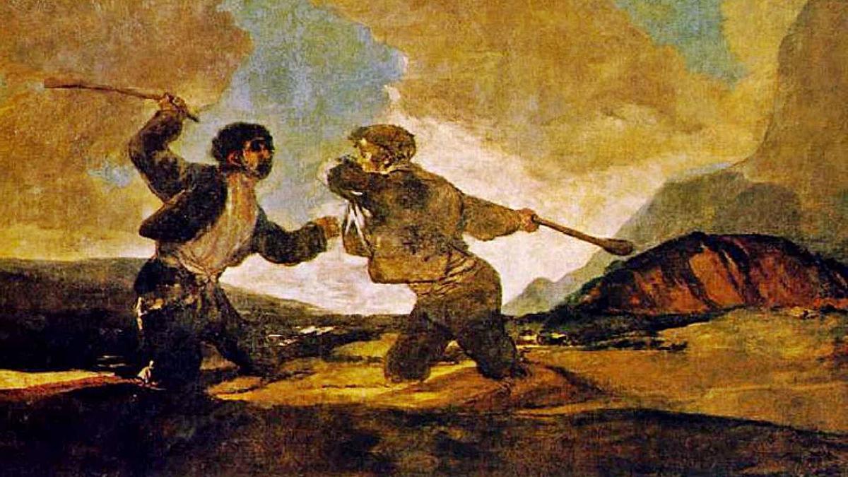 ‘Duelo a garrotazos’ o ‘La riña’, una de las ‘Pinturas negras’ de Goya (1920-1923).