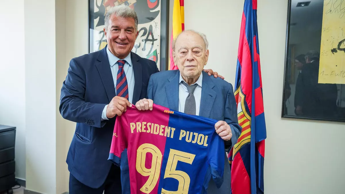 Emotivo encuentro de Joan Laporta con Jordi Pujol por su 95º cumpleaños