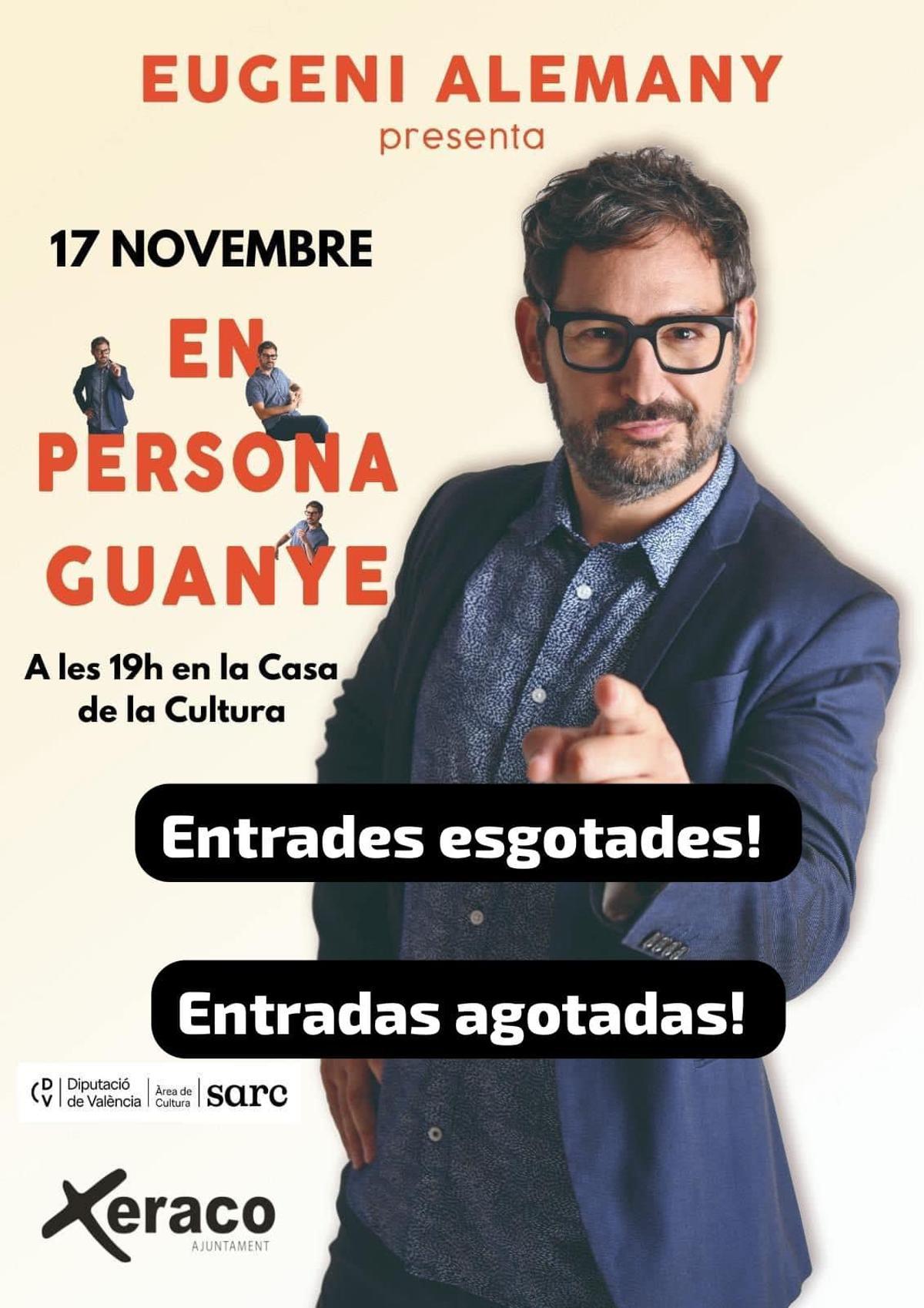 El humorista Eugeni Alemany actúa en Xeraco