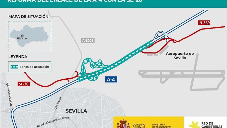 Adjudicadas las obras del nuevo enlace entre la A-4 y la ronda SE-20