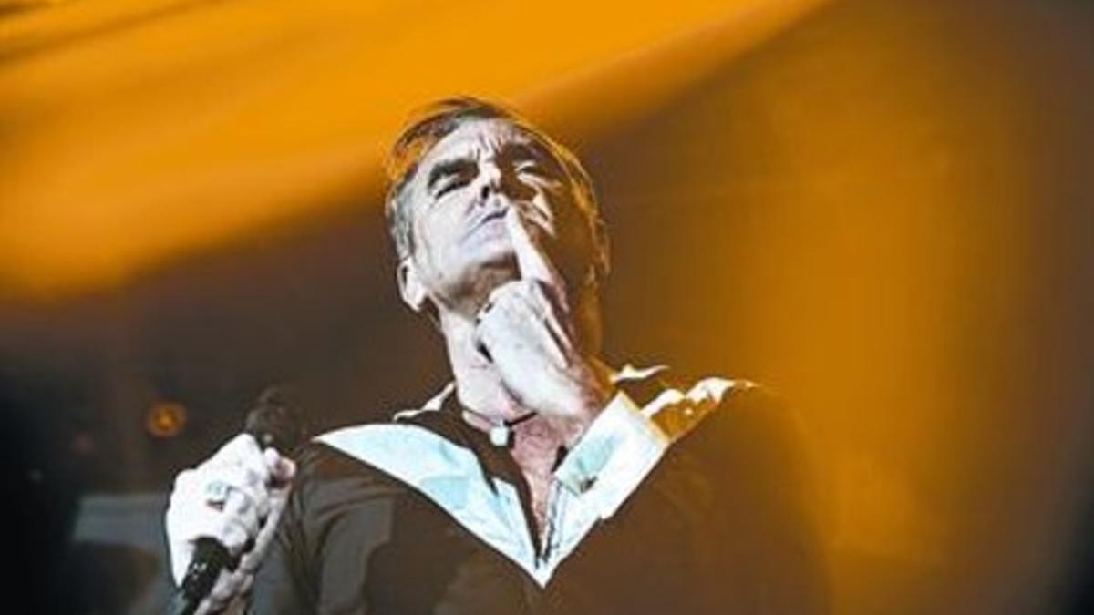 Morrissey, durante la actuación del miércoles por la noche en Razzmatazz.