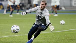 De Gea, en un entrenamiento de la selección en Kiev.