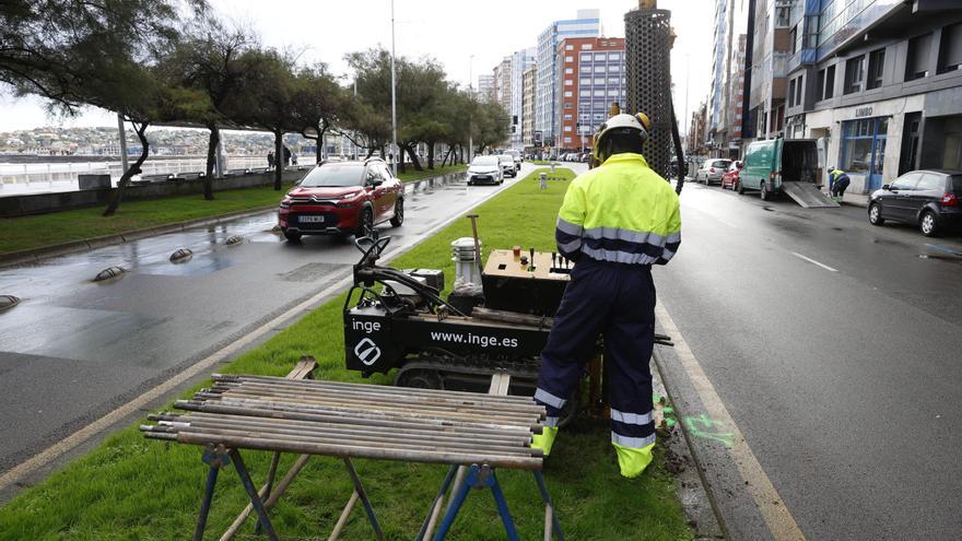 El inicio de los sondeos para soterrar el tráfico en el Muro, en imágenes