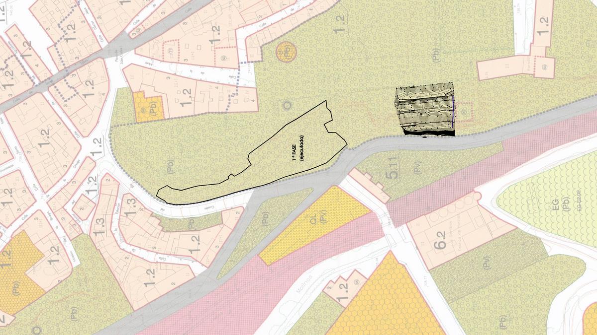 Plano con la ubicación de las dos fases del proyecto de revegetación.