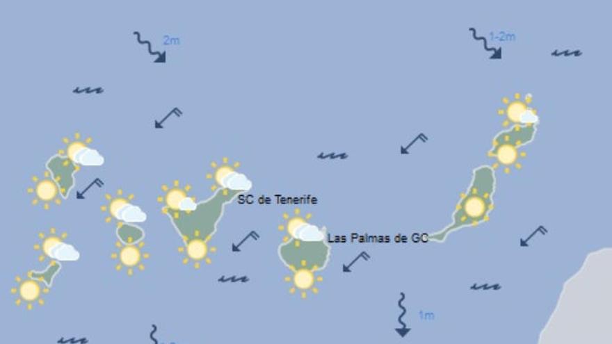 Mapa con la previsión del tiempo para Canarias.