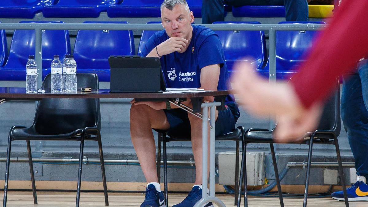 Saras, durante el entrenamiento de este lunes en el Palau