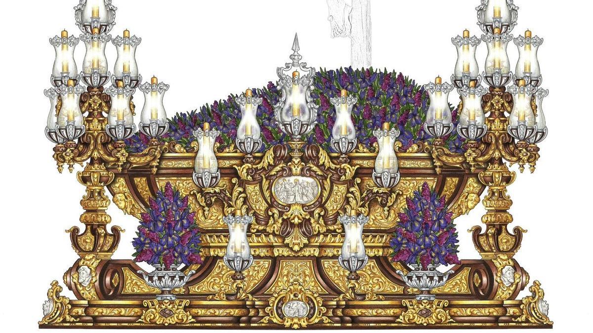 Diseño del futuro trono del Cristo de la Victoria, de la hermandad de la Santa Cruz, de Curro Claros.