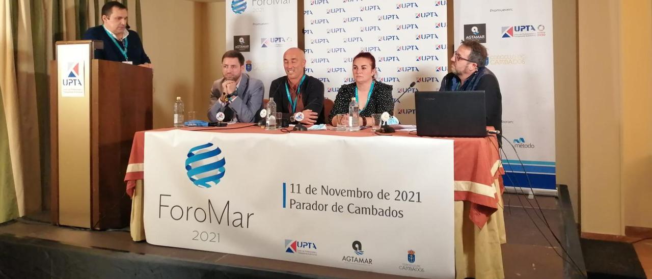 Samuel Lago, Bruno Díaz, Rita Vidal y Ruperto Costa, en la mesa sobre sostenibilidad medioambiental del “ForoMar”.