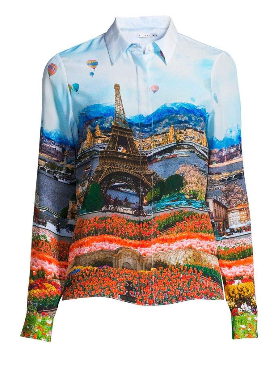Camisa con la Torre Eifell de Alice + Olivia Willa