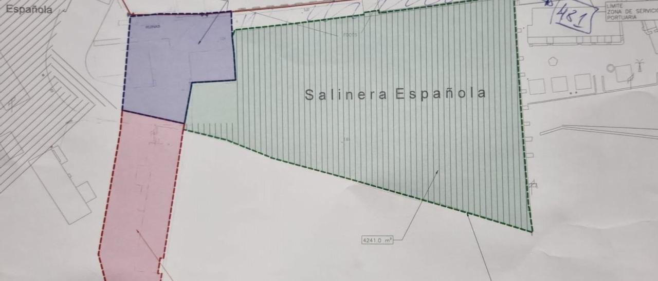 Plano de las tres parcelas afectadas por la expropiación, situadas frente a la torre de oficinas de Port Formentera.